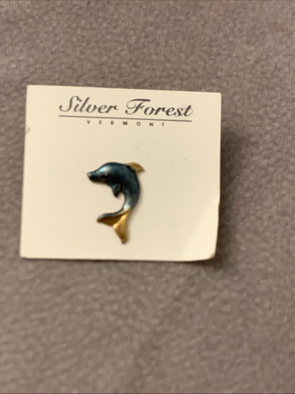 Silver Forest Dolphin Pin - Navy and Gold Accent